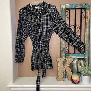 Chic Soul Black and White Plaid Button Down Shirt